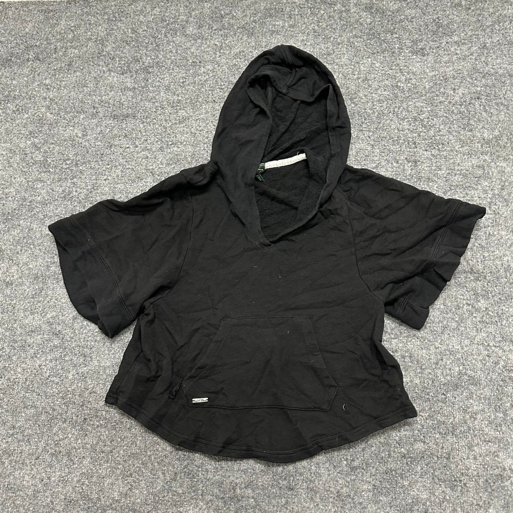 Lauren Active Hoodie Womens Size M Black Viscose Blend Short Sleeve Athletic Top